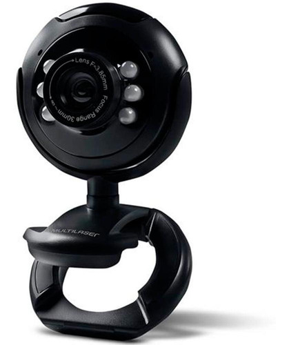 Webcam Multilaser Preta Com Fio 16mp Usb 2.0 Led Wc045