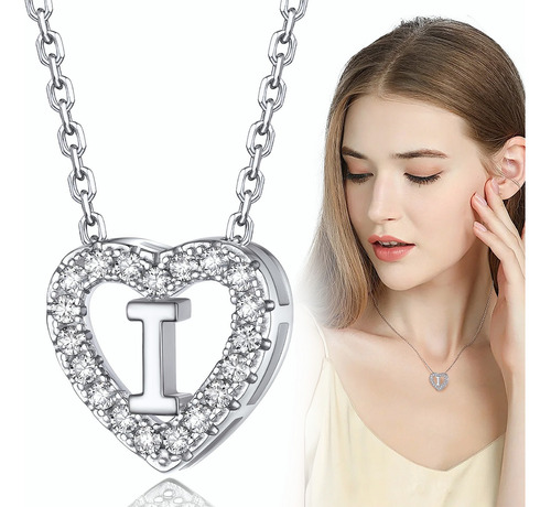 Joyeria Mujer Collare De Plata 925 De Corazón Letra Collares