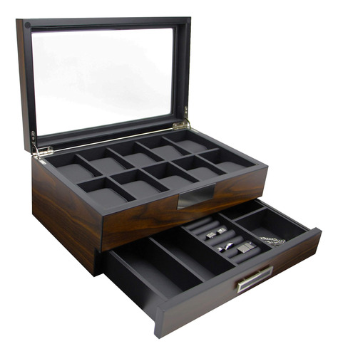 Decorebay Executive Caja De Reloj De Madera Valet Box Gafas 