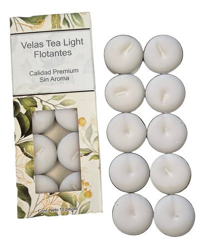 40 Velas Tea Light Flotantes Calidad Premium Sin Aroma
