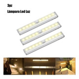 3pz Led Luz De Noche Sensor Gabinete Baño Cocina Auto