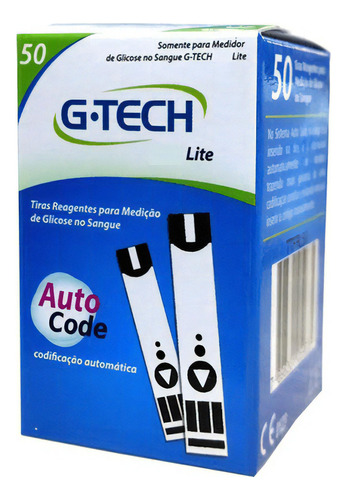 50 Fitas Tiras Reagentes G-tech Lite Glicemia