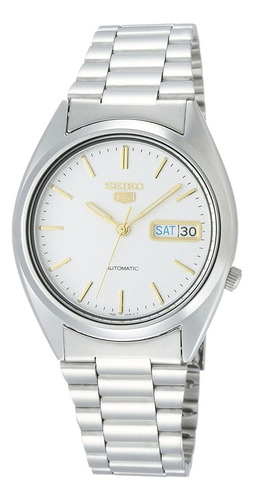 Reloj Seiko Automatico Hombre Snxg47k1 Acero Plateado Color Del Fondo Blanco