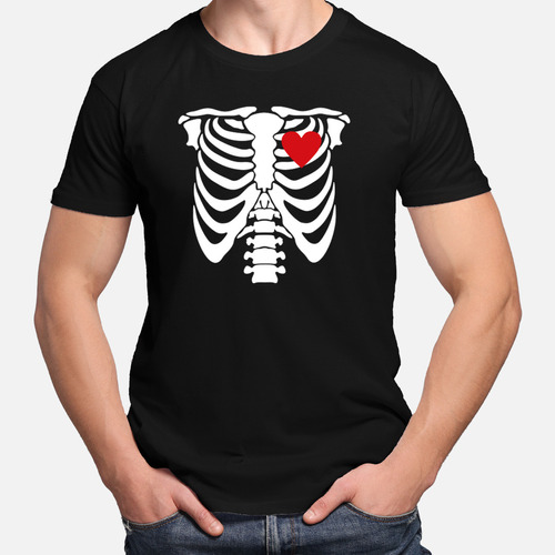Camiseta Camisa Caveira Esqueleto Osso Coração 100% Algodão