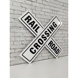 Vintage Crossing Rail Road Letrero De Metal Estilo Antiguo