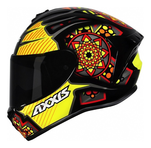 Capacete Axxis Draken Mystic Brilhante Preto/amarelo Tam. 56