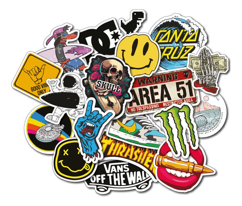  Stickers Calcos Skate X19 Resiste Al Agua Bici, Moto, Casco