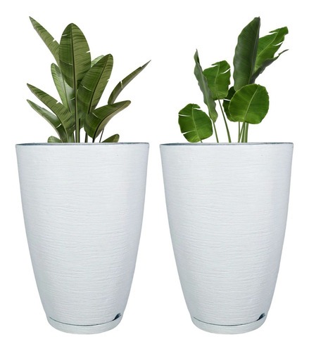 2 Vasos Planta Cone Grande Polietileno Texturizado Escovado