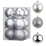 12pcs Bolas Ornamentales Plateadas De 3.15  Navidad, Ad...