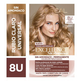 Coloración Permanente Excellence Sin Amoníaco L'oréal Paris Tono 8u Rubio Claro Universal