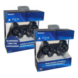 Kit 2 Controles Dualshock 3 Ps3 Modelo Sony Wireless Sem Fio