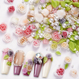 Strass Uñas Flores Rosa 3d Arte Uñas Decoración Nail Charms