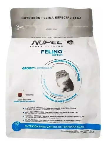 3 Bolsas De Nupec Felino Kitten 1.5 Kg