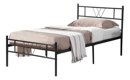 Cama Individual, Color Negro (sin Colchón) 197x99cm Homemake Furniture