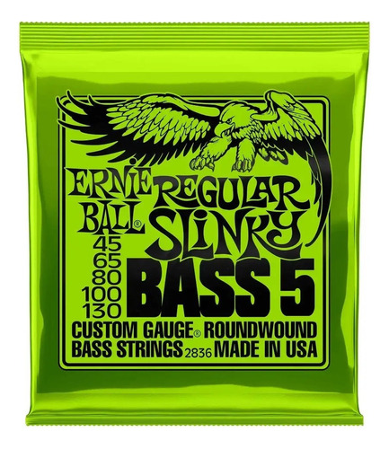 Cuerdas De Bajo Eléctrico 5 Ernie Ball Regular Slinky 45-130
