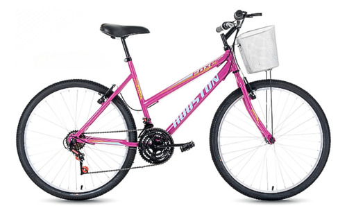 Bicicleta Aro 26 Freios V-brakes Câmbios Houston Foxer Maori Cor Rosa-pink/c/cesta-prata