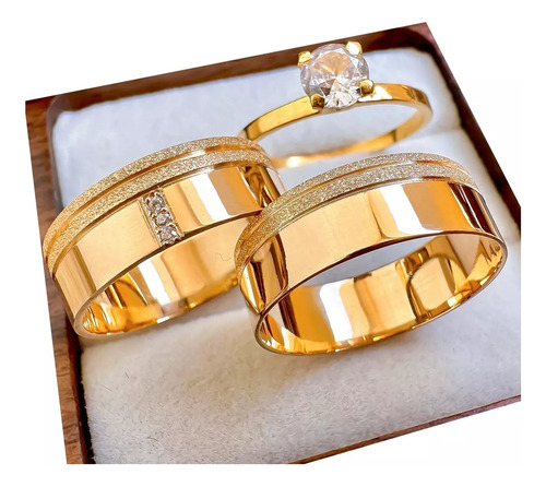 Alianças De Casamento Ouro 18k Legítimo 5mm + Solitário