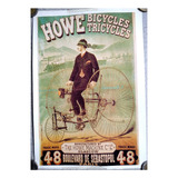 Antigua Lamina Howe Bicycles Tricycle 1880 Póster Publicidad