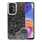 Carcasa Para Samsung A32 4g Glitter Incluye Pop Socket