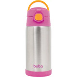 Copo Garrafa Térmica Infantil 400ml De Inox Com Canudo Buba