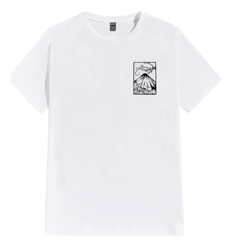 Camiseta Desenho Monte Fuji Unissex Minimalista Confortável 