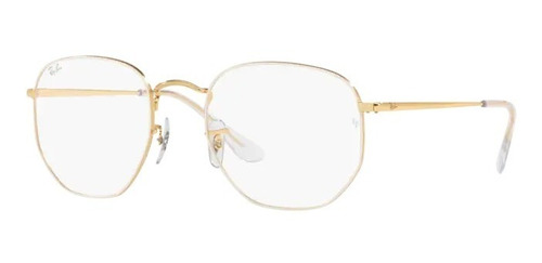 Lentes Ray Ban Rx6448l 3104 Hexagonal Blanco En Dorado Nuevo