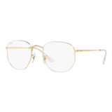 Lentes Ray Ban Rx6448l 3104 Hexagonal Blanco En Dorado Nuevo