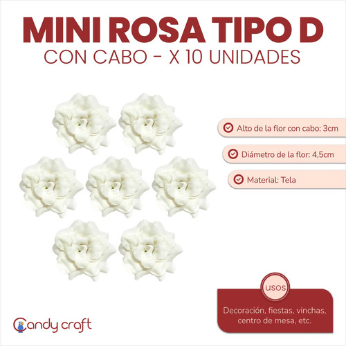 Rosas De Tela Mini Tipo D X 10 Flores - Vinchas, Souvenirs