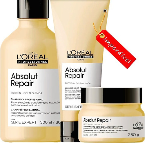 Kit Loreal Absolut Repair Shampoo + Máscara + Condicionador