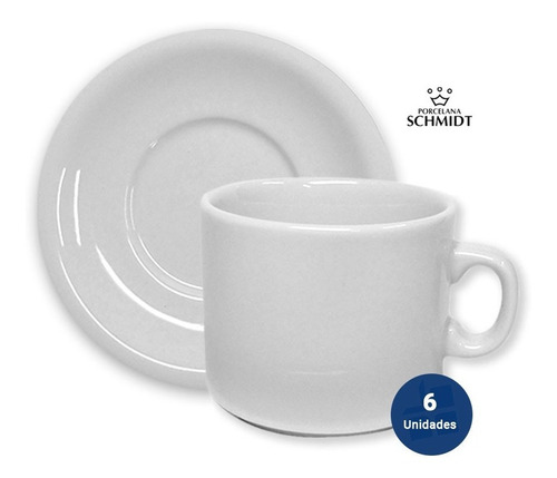 Set X 6 Taza De Te Con Plato Porcelana Schmidt