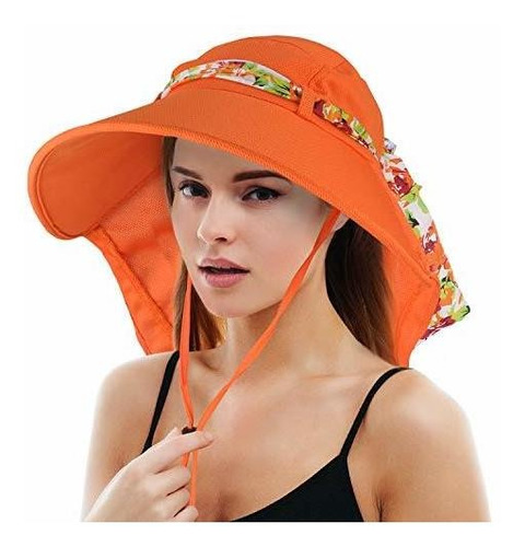 Tirrinia Women Large Brim Adjustable Upf 50+ Sun Hat Safari 