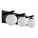 Aplique 3 Luces Elyn Negro Globo Opal Apto Led G9 Deco