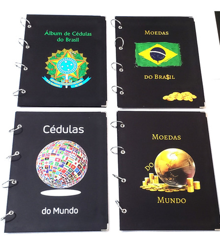 Álbum De Luxo Coleção Cédulas E Moedas Antiga Brasil Mundo G