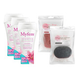 Jabón Intimo Myfem Y Esponjas De Baño Konjac Kit 5pz