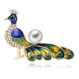  Broche Pin Elegante Pavorreal Cristal Austriaco Con Perla