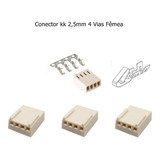 Kit Conector Kk 2,54mm 4vias 50macho / 50femea /200 Terminal