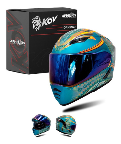 Casco Abatible Kov Original Estelar Peek Azul Led Stop Dot