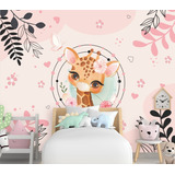 Papel De Parede Adesivo Infantil Floral Girafinha Baby M²