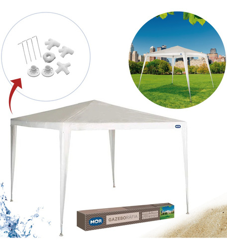 Tenda Praia Gazebo 3x3 Branco Barraca Camping C/ Sacola  Mor