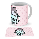 Mug Taza Gato Kawaii Tierno Felino Regalo Pocillo 011