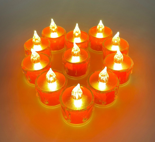 Pack 12 Velas Led Con Efecto Llama Luz Cálida +pilas 3.5x5cm