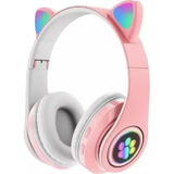 Fone De Ouvido Bluetooth Orelha De Gato Rosa Meninas Moda