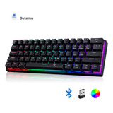 Terport 60% Teclado Mecanico Inalambrico I-61 Rgb, Bluetooth+2.4g+cableado, Outemu Blue Switch, 61 Teclas Anti-ghosting, Luces Full-rgb, Teclado Bluetooth Inglés Para Win/mac/ios/android - Color Negro