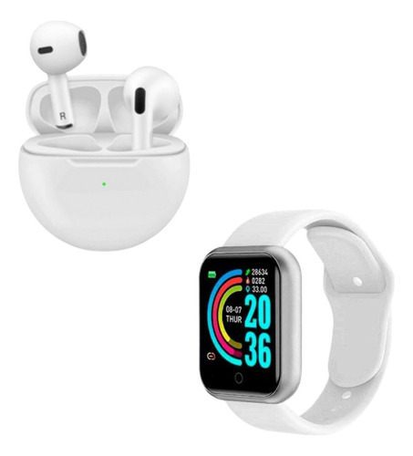 Combo Smartwatch D20 Y68 + Auriculares Inalámbricos Pro 6 