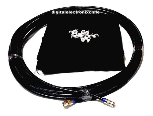 Cable Coaxial 10mts Rg6 Con Conectores Compresión +grampas