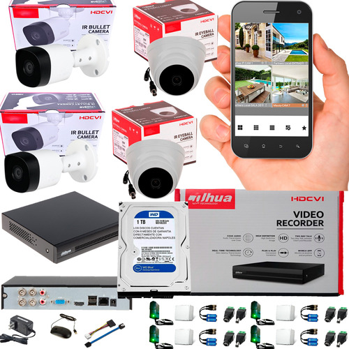 Cámaras De Seguridad Dahua Kit Dvr 4ch + 4cam 1080p+ D. 1tb 