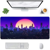 Mouse Pad Grande Ciudad Estilo Vaporwave Artistico 30x70cm