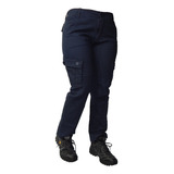 Pantalon Cargo Azul Reforzado Elastizado Mujer - Jeans710