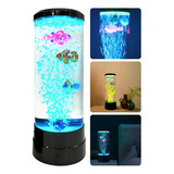 Lámpara De Lava Tipo Pecera Luces Led Con Peces Adorno