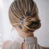 Peines - Fxmimior Simple Dainty Blue Crystal Rhinestone Hair